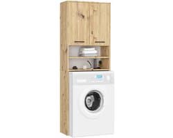 Badkamerkast voor Wasmachine FIN / Hoge Wasmachinekast met 2 Deuren / AKORD Furniture Factory / Artisan Eik / 65 x 180 x 30 cm