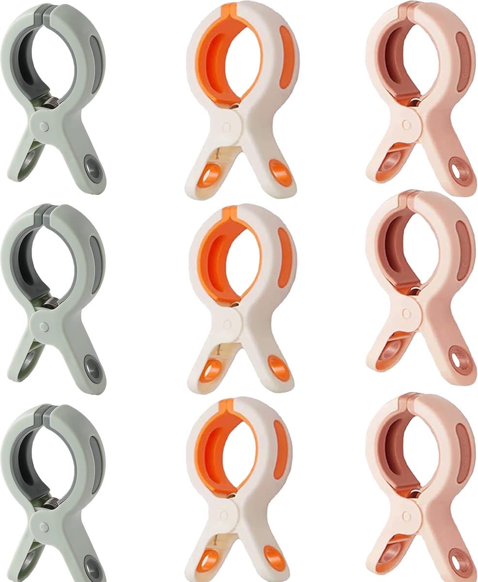 9 Stuks Knijpers - Klemmen - Klem - Strandlaken Knijpers - Sterke Handdoekclips, Winddicht, Strandhanddoekclips voor Dagelijkse Was, Badhanddoek, Tapijt, Beddengoed en Dikke Dekens — afbeelding 1