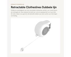 Dailygoods- Waslijn Uittrekbaar - Wanddroogrek - Dubbele Lijn - 2 Meter Lang - 26 Meter Droogruimte - Compact en Duurzaam - Wasdroger