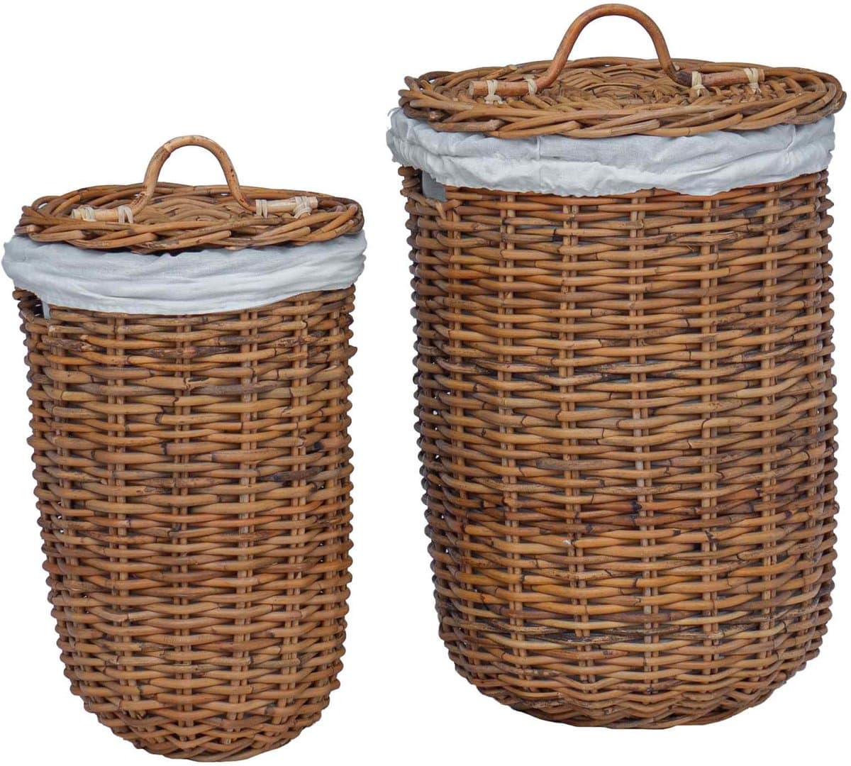 vidaXL - Wasmand - met - deksel - 2 - pcs - Natuurlijk - Bruin - Kubu - Rattan — afbeelding 1