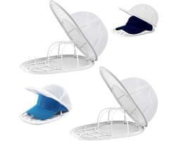2-delige hoedenrek - Wasrek voor baseballpetten - Gebogen hoedenrek - Inclusief waszak met ritssluiting - Voorkomt vervorming van de hoed - Wasaccessoire - Geschikt voor hoeden met een hoofdomtrek van 53 cm (34 x 24,5 cm - Wit)
