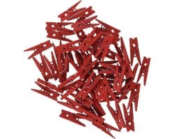 Houten mini-wasknijpers rood, set van 100, 1,5 x 5 x 6 cm — afbeelding 1
