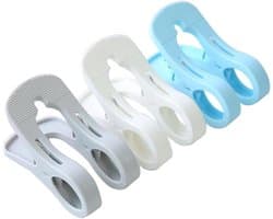 Grote Wasknijpers - Handdoek Clips - Kleding Droge - Windbestendig Ontwerp - 3 Stuks - Grijs Blauw Wit