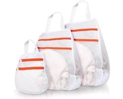 3-delige wasnetset, dubbellaags wasnet met ritssluiting, Geschikt voor bh's en sokken - wit (30 x 30 cm, 40 x 40 cm, 50 x 50 cm)