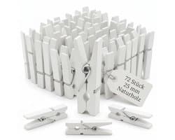 VT Goods - Mini-wasknijpers - Decoratieve klemmen - Creatieve knutselaccessoires - Wit - Houten knijpers - Perfect voor DIY-projecten - Geschikt voo..