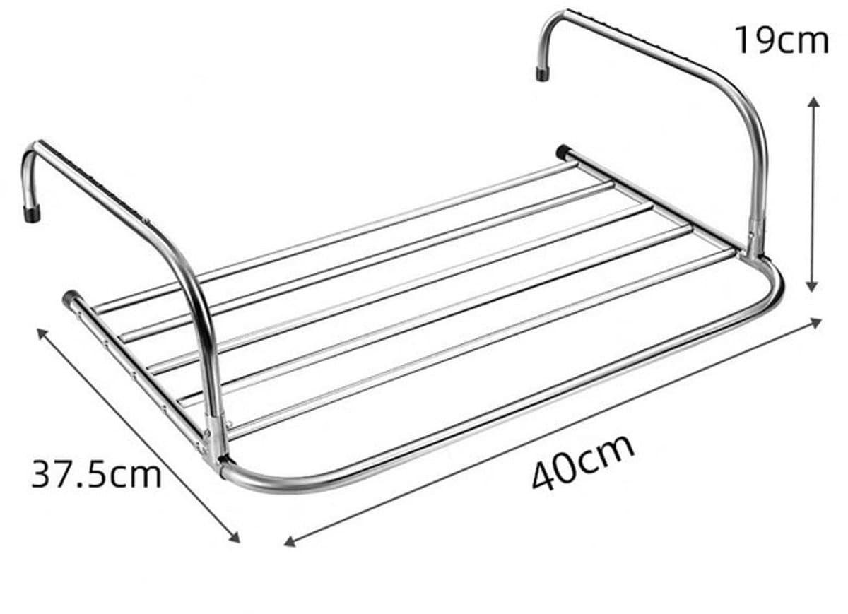 Droogrek inklapbaar - droogrek hangend - Wasrek voor binnen - Verstelbaar wasrek - Wasrek voor balkon - Uitschuifbaar wasrek - Wit - Roestvrij staal - 40*37,5*19 cm — afbeelding 1