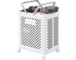 Vouwbare Wasmand met Wielen en Handvat - Stevige, Ventilerende en Sneldrogende Opbergmand voor Badkamer en Slaapkamer