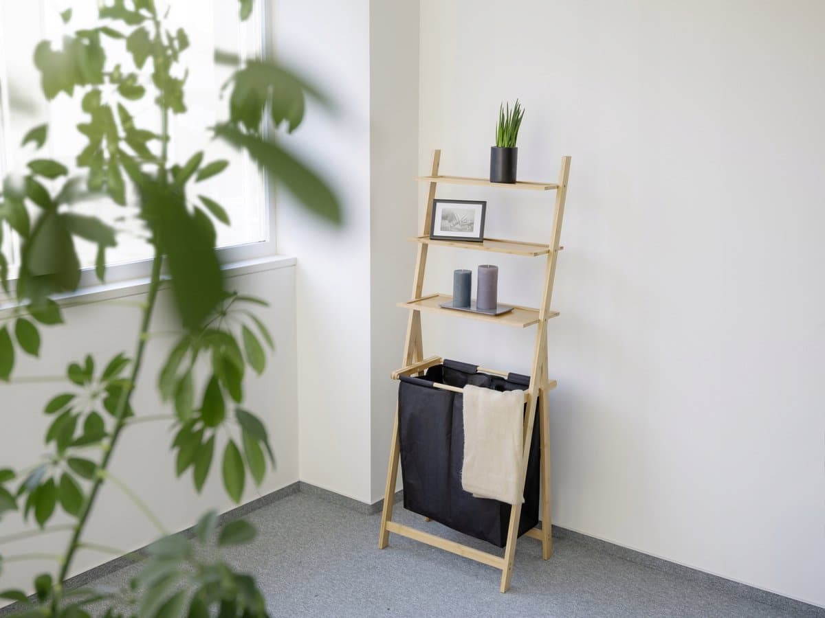 Bamboe badkamerrek met wasmand - Eco-design — afbeelding 1