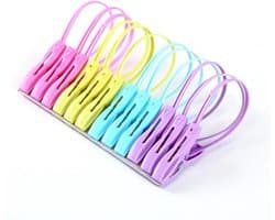Wasknijpers Haken - Waslijn Clips - Draadloos Ophangen - Winddicht Ontwerp - 12 Stuks - Meerkleurig