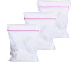 Set van 3 wasnetten 50 cm x 60 cm, fijne mesh waszakken, herbruikbare waszakken met rits voor kleding, lingerie en delicate stoffen