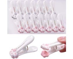 Wasknijpers Kattenpoot - Kledinghangers Haken - Huishouden Organiseren - Uniek Schattig Design - 24 Stuks - Roze Bruin