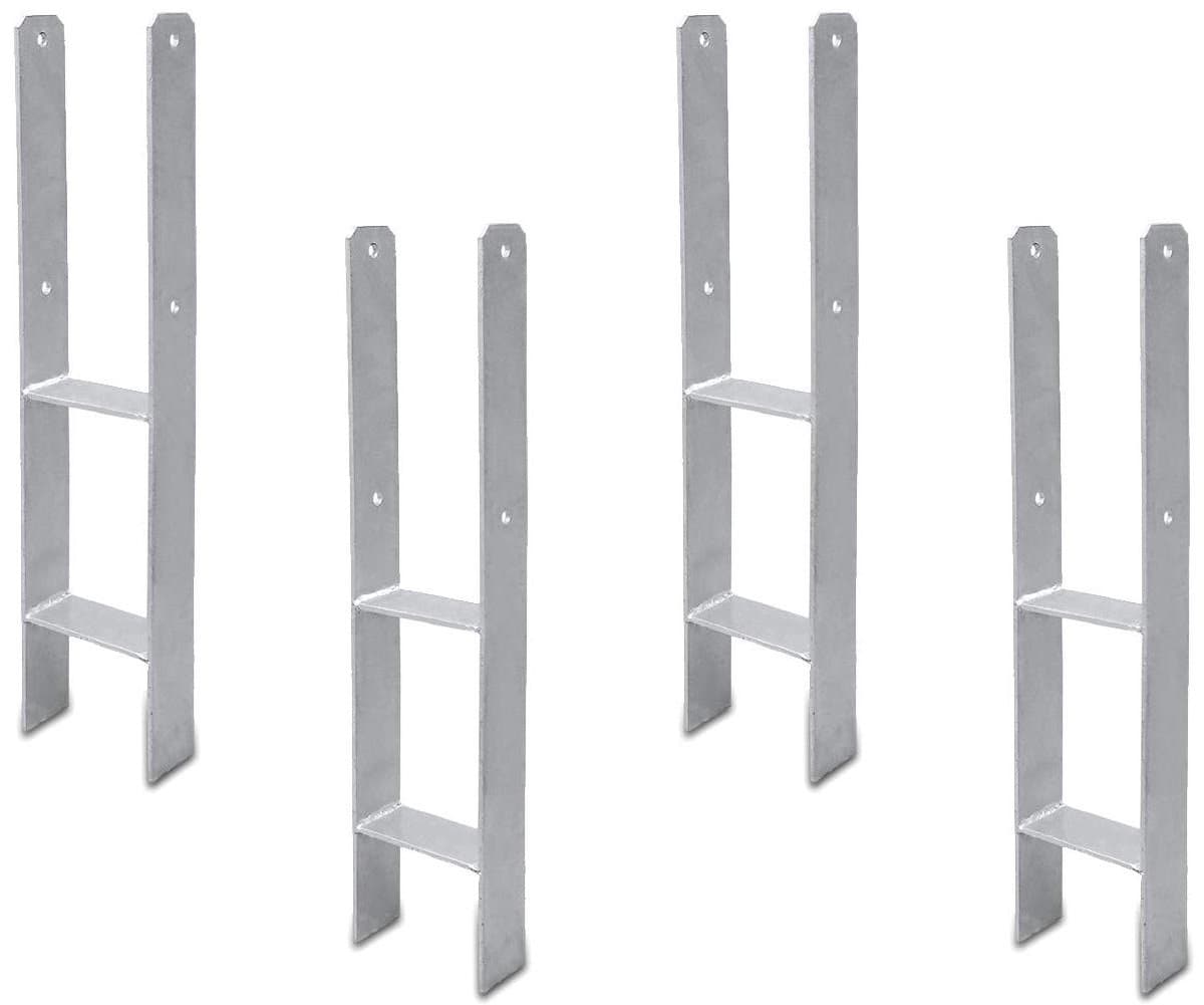 H-anker zwaar - Paalhouder H-profiel - Terras en schutting - Verdikt staal 4.75mm - 600x60mm 81mm diep - Verzinkt — afbeelding 1