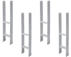 H-anker zwaar - Paalhouder H-profiel - Terras en schutting - Verdikt staal 4.75mm - 600x60mm 81mm diep - Verzinkt
