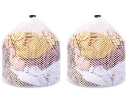 2-stuks Waszak van mesh - Trekkoordtas - Opbergtas van mesh - kledingtas met trekkoord - Verdikte mesh tas - Waszak - Opbergtas - anti-klit en anti-vervorming - 70*50 cm - Voor kleding, ondergoed, lakens, enz. - Wit