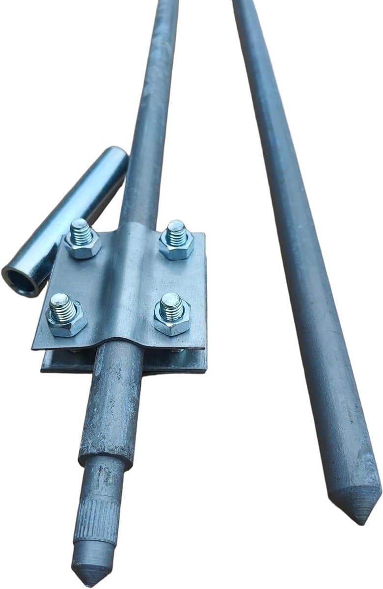 Grond Anker Set - Aarding Punt - Veilige Aarding - Thermisch Verzinkt Staal - 3 Meter - Zilver — afbeelding 1