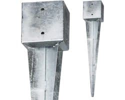Vierkant Grondanker - Inslaghuls Staal - Stevig Fundament - Thermisch Verzinkt - 750 mm Lengte - Zilverkleurig
