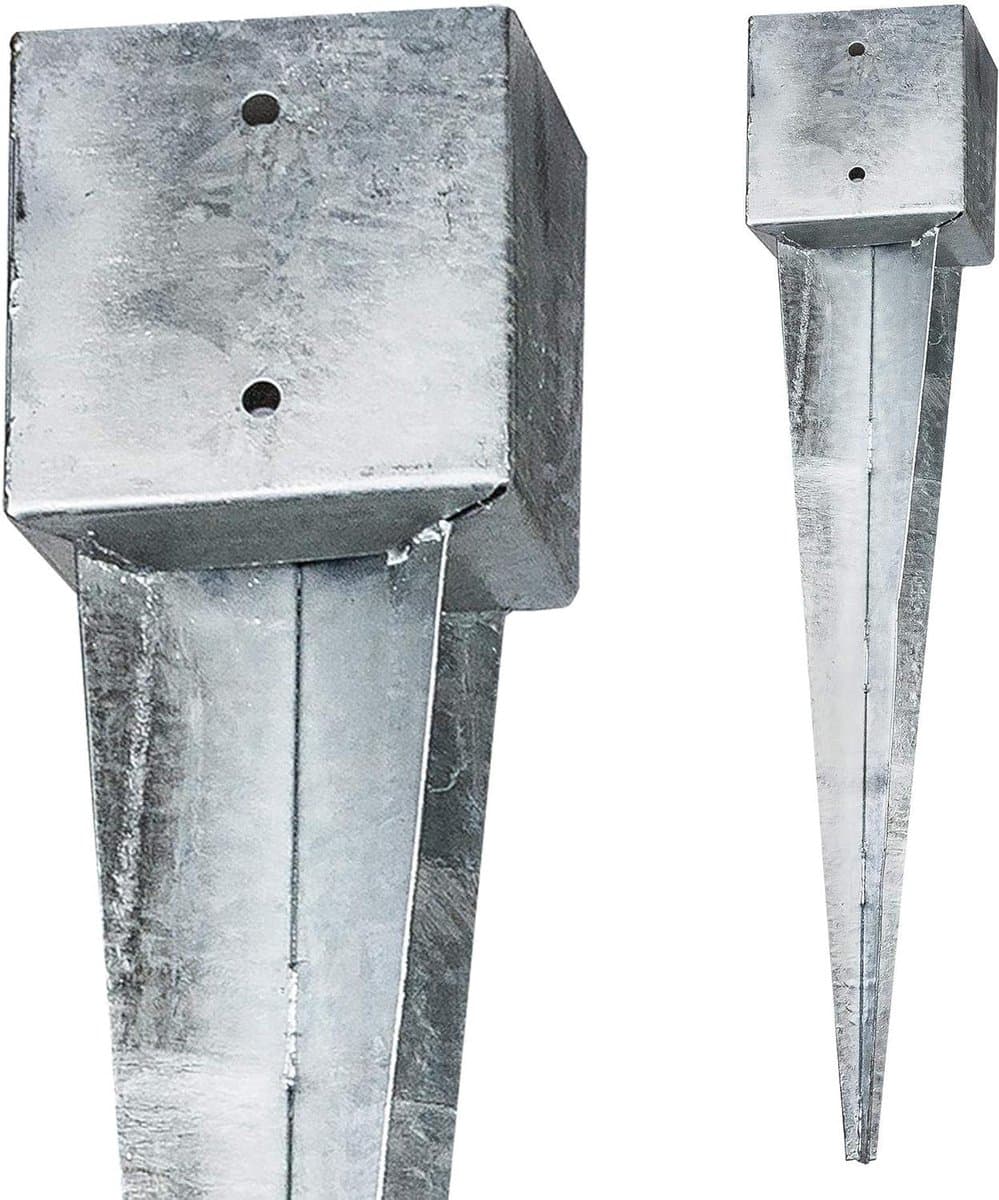 Vierkant Grondanker - Inslaghuls Staal - Stevig Fundament - Thermisch Verzinkt - 750 mm Lengte - Zilverkleurig — afbeelding 1
