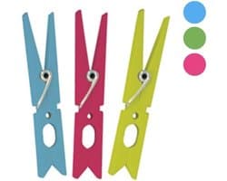 10 Stuks Wasknijpers Set in Blauw, Fuchsia en Groen