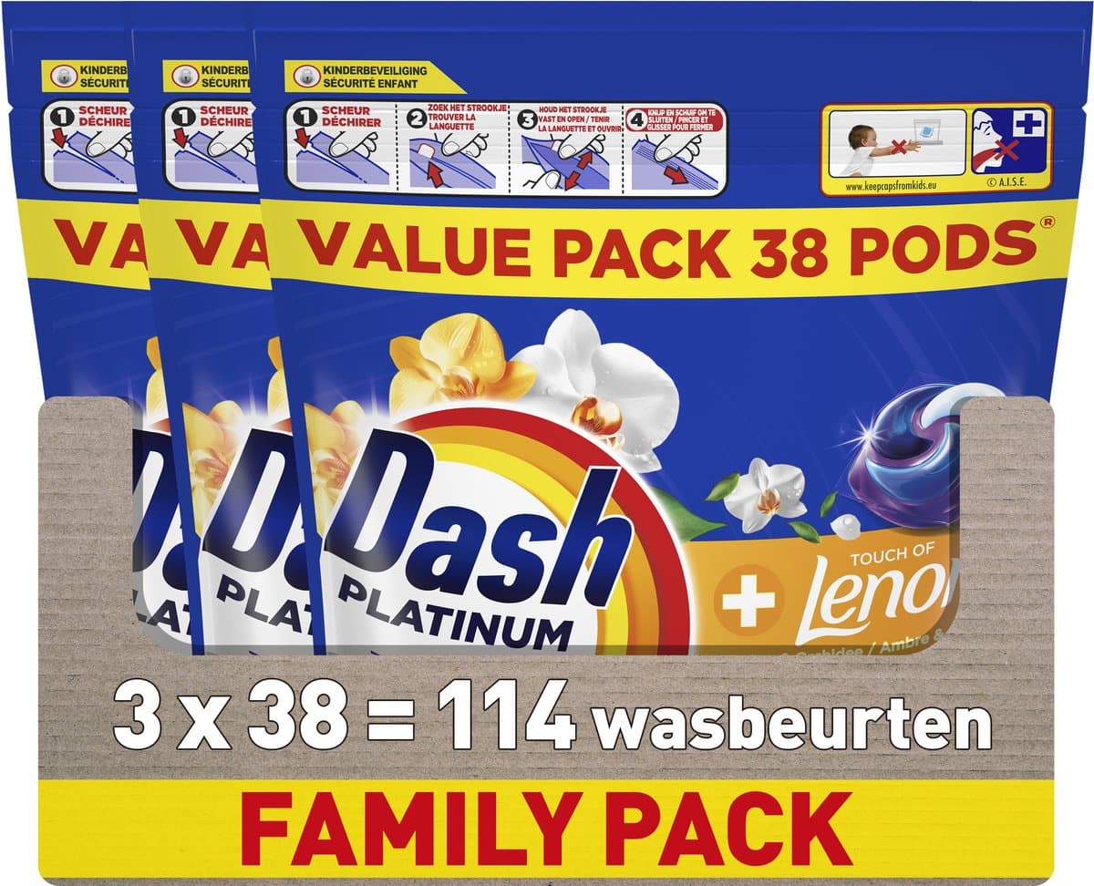 Dash Wasmiddel Pods® - Amber & Orchidee - 3 x 38 Wasbeurten — afbeelding 1