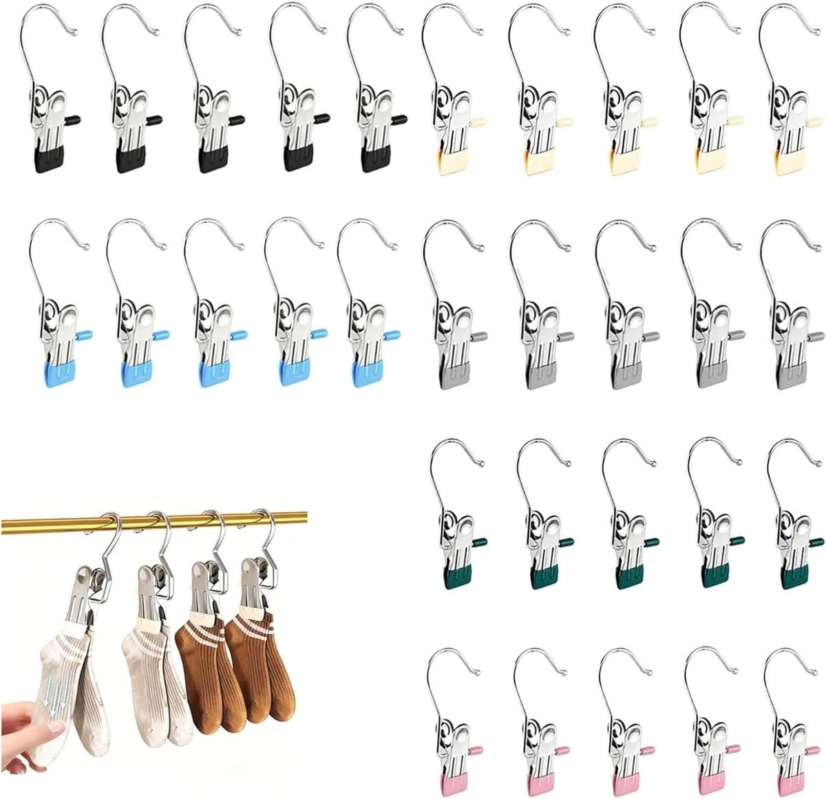 Wasknijpers van roestvrij staal voor wasrekken – duurzaam – veelzijdig – compact – ideaal voor binnen en buiten – 10.5 x 2.3 cm – wasaccessoires – huishoudelijke artikelen — afbeelding 1