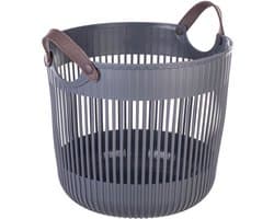 KADAX Grote opbergmand 40 x 32 cm, organizer voor woonkamer, kinderkamer, badkamer, speelgoedmand met hengsels, plastic wasmand (antraciet)