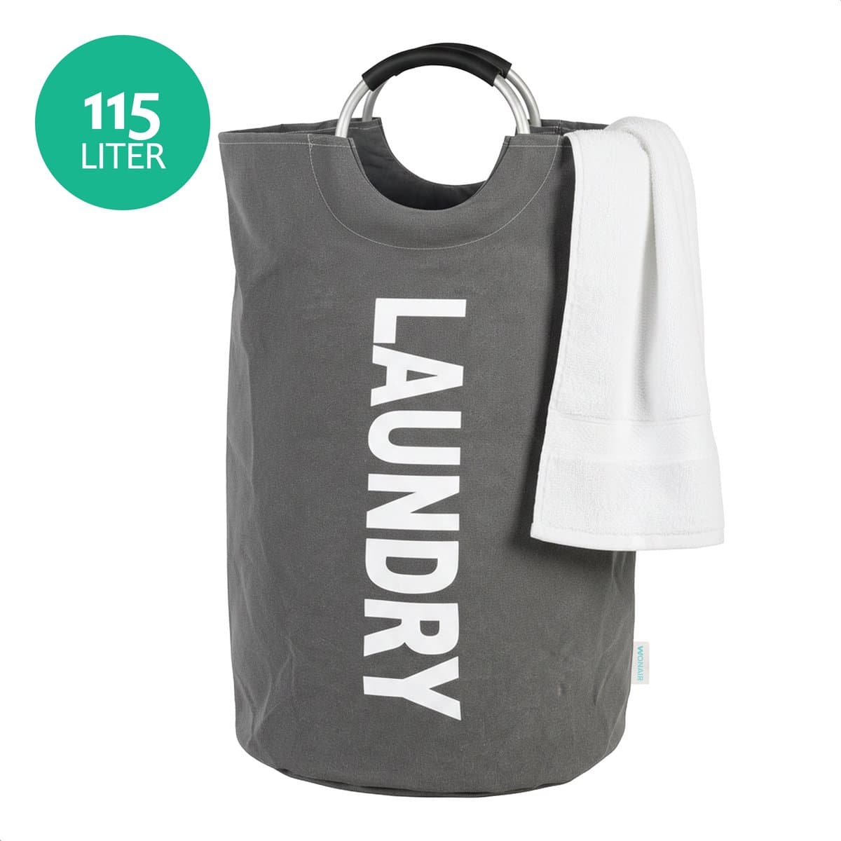 Wonair Wasmand – Waszak – Opvouwbaar – 115L – Donkergrijs — afbeelding 1