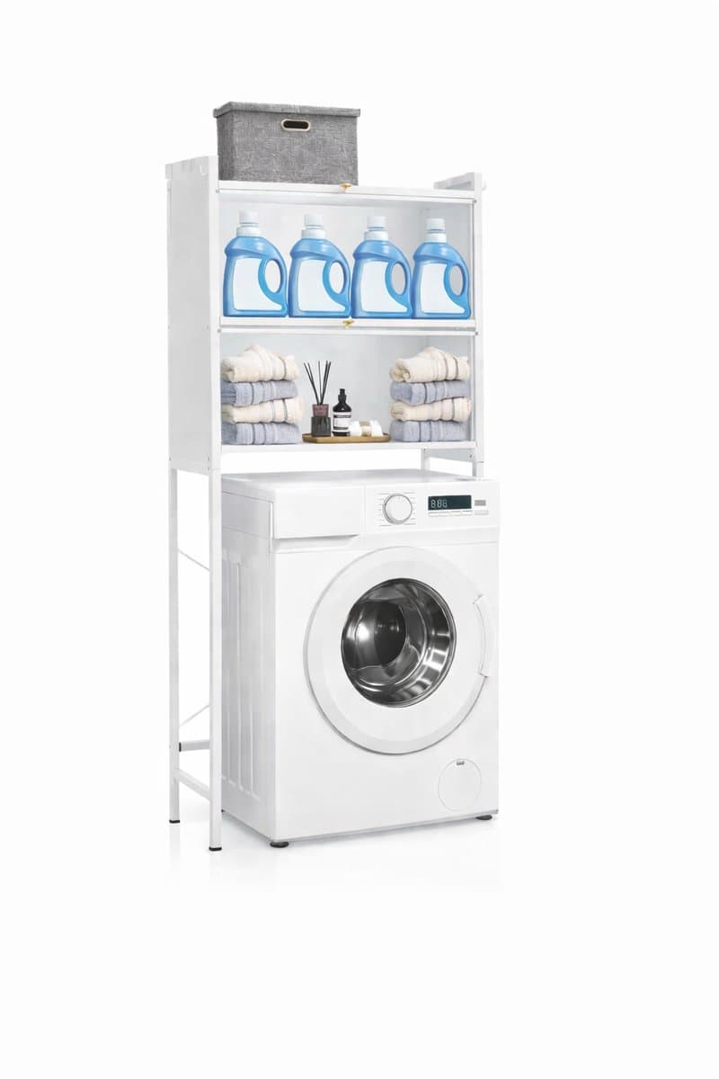 Ohana DT - Wasmachine Ombouw Kast - Wasmachine Meubel - Wasmachine Rek - 3 Ruime Opbergniveaus - 50 KG Draagvermogen - — afbeelding 1