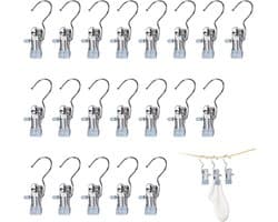 Clips - 20 stuks - 10,5x4 cm - Metalen clips - Wasknijpers - Clips die geen sporen achterlaten - Hoedenclips - Sokkenclips - Elastische clips - Opbergrek - Opbergclips - Haken - Huishoudelijke clips - Geschikt voor kledinghaken, kledingclips, hoeden — afbeelding 1