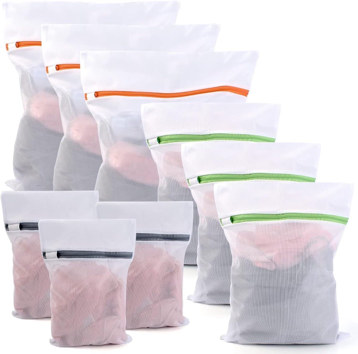 Ultiluxe® Waszakken - 9 Stuks - Voor de wasmachine - 3 verschillende maten - 20 x 30 / 30 x 40 / 40 x 50 cm - Met Rits - Grijs — afbeelding 1