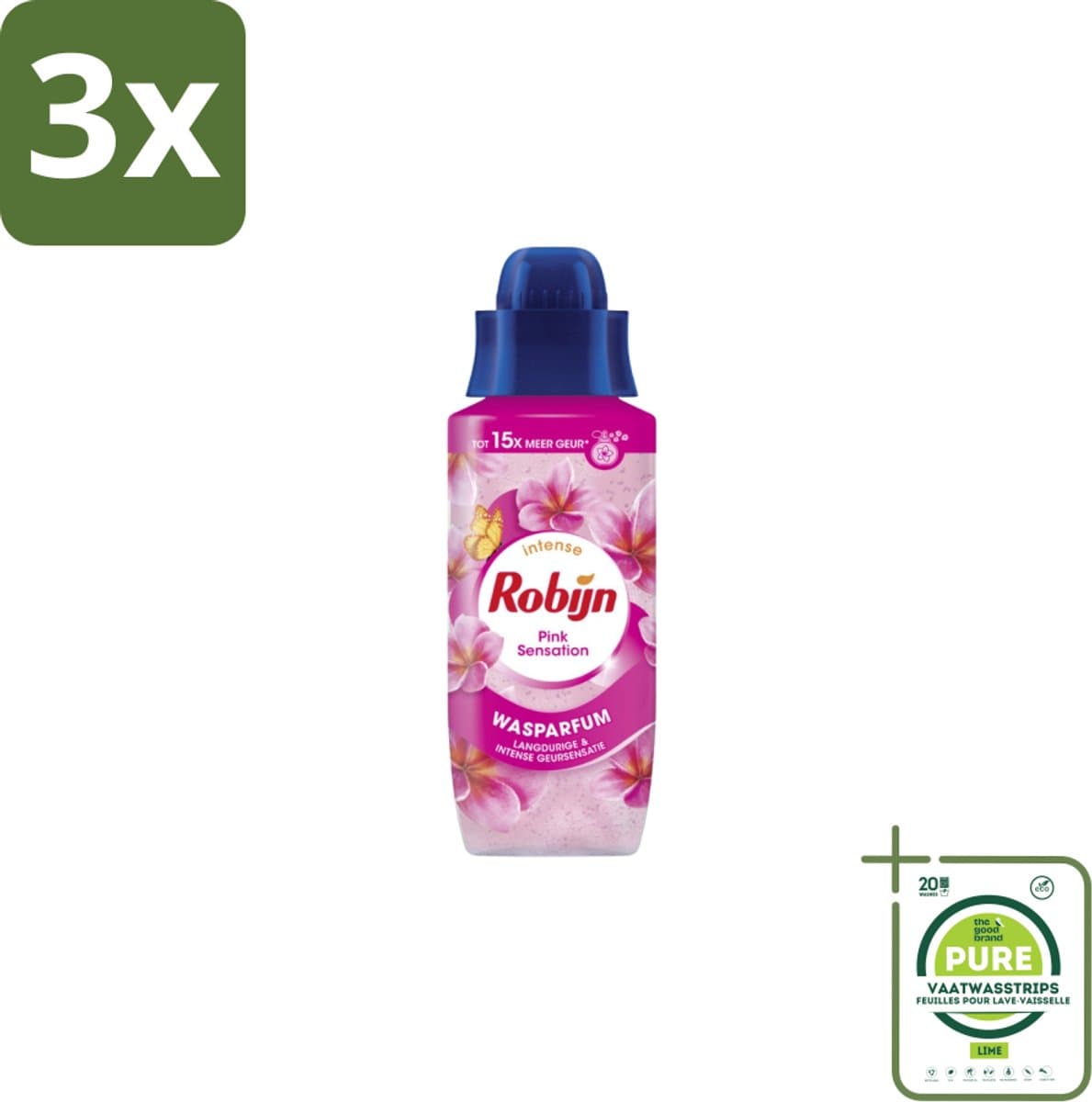 3 x Robijn Wasparfum Pink Sensation 324 ml - Grootverpakking - Wasparfum - Wasgeur - Geurboost - Wasmiddel - Wasgeur Intensief — afbeelding 1
