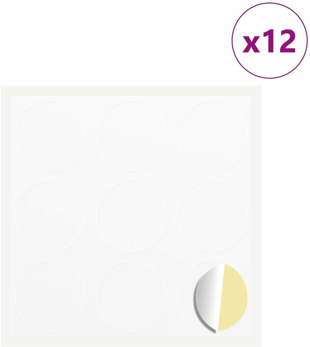 vidaXL - Sticker - 12 - pcs - Wit - Ø - 20 - x - 0,5 - mm - Papier — afbeelding 1