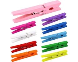 Tolvia Wasknijpers Hout 50 Stuks - Gekleurd (10 Kleuren) - Sterke Knijpers voor Was, Foto’s & Decoratie - Duurzaam & Multifunctioneel