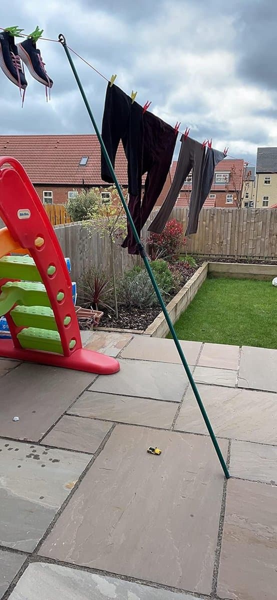 Waslijn Steunpaal - Kledingsteun Uitschuifbaar - Buiten Was Drogen - Verstelbaar Twist Lock - 1.5m tot 2.2m - Groen Zwart — afbeelding 1