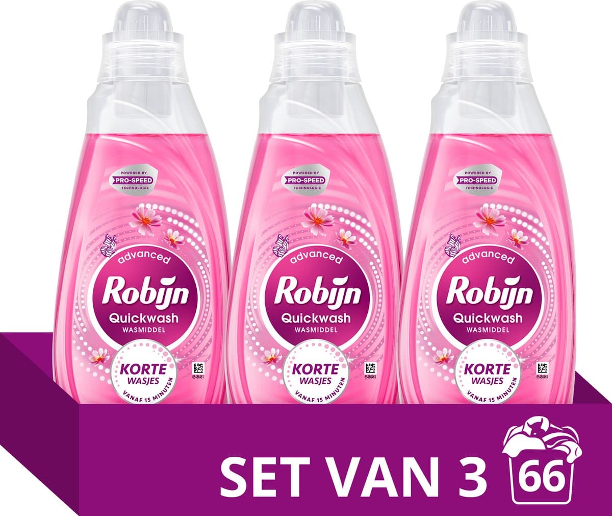 Robijn Quickwash - Vloeibaar Wasmiddel - Sunset Bloom - 3 flessen - 66 Wasbeurten - Voordeelverpakking — afbeelding 1