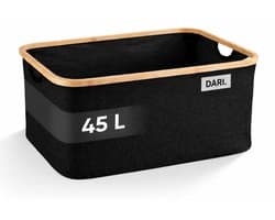 DARI. Opvouwbare Wasmand 45L – Heupwasmand – Wasmanden – Opbergmand – Wasbox – Bamboe – Zwart — afbeelding 1