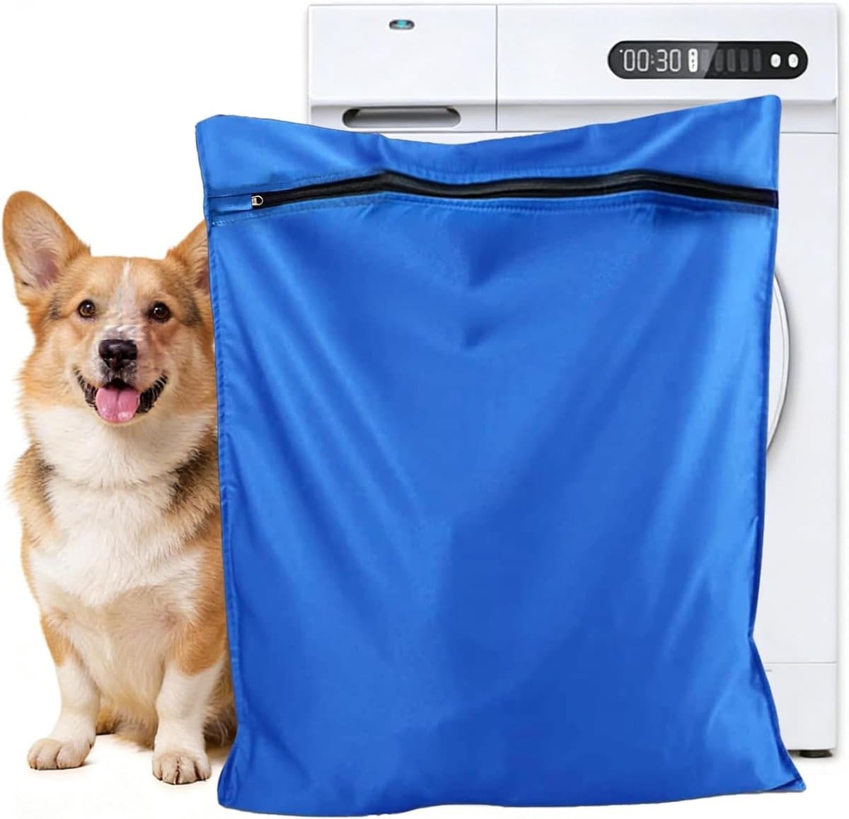 Honden- en kattenwaszak, grote waszak voor huisdieren, voorkomt haarblokkades in de wasmachine (65×70cm) — afbeelding 1