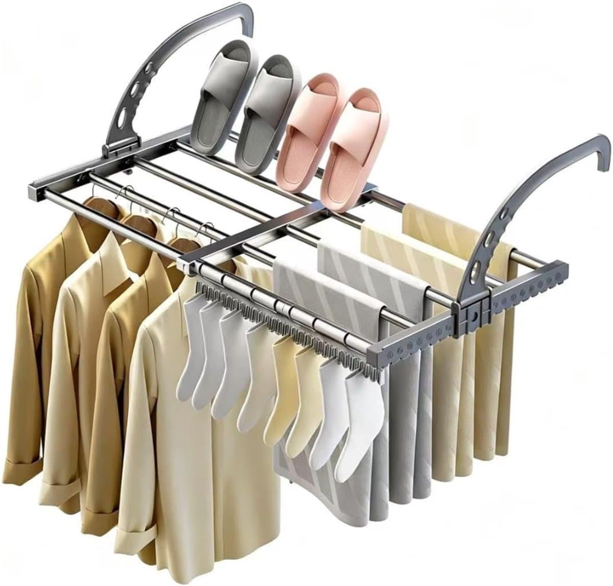 ZRNS® Droogrek Deur - Wasrek Hangend Trapgat - Wasdroger Balkon en Radiator - Uitschuifbaar — afbeelding 1