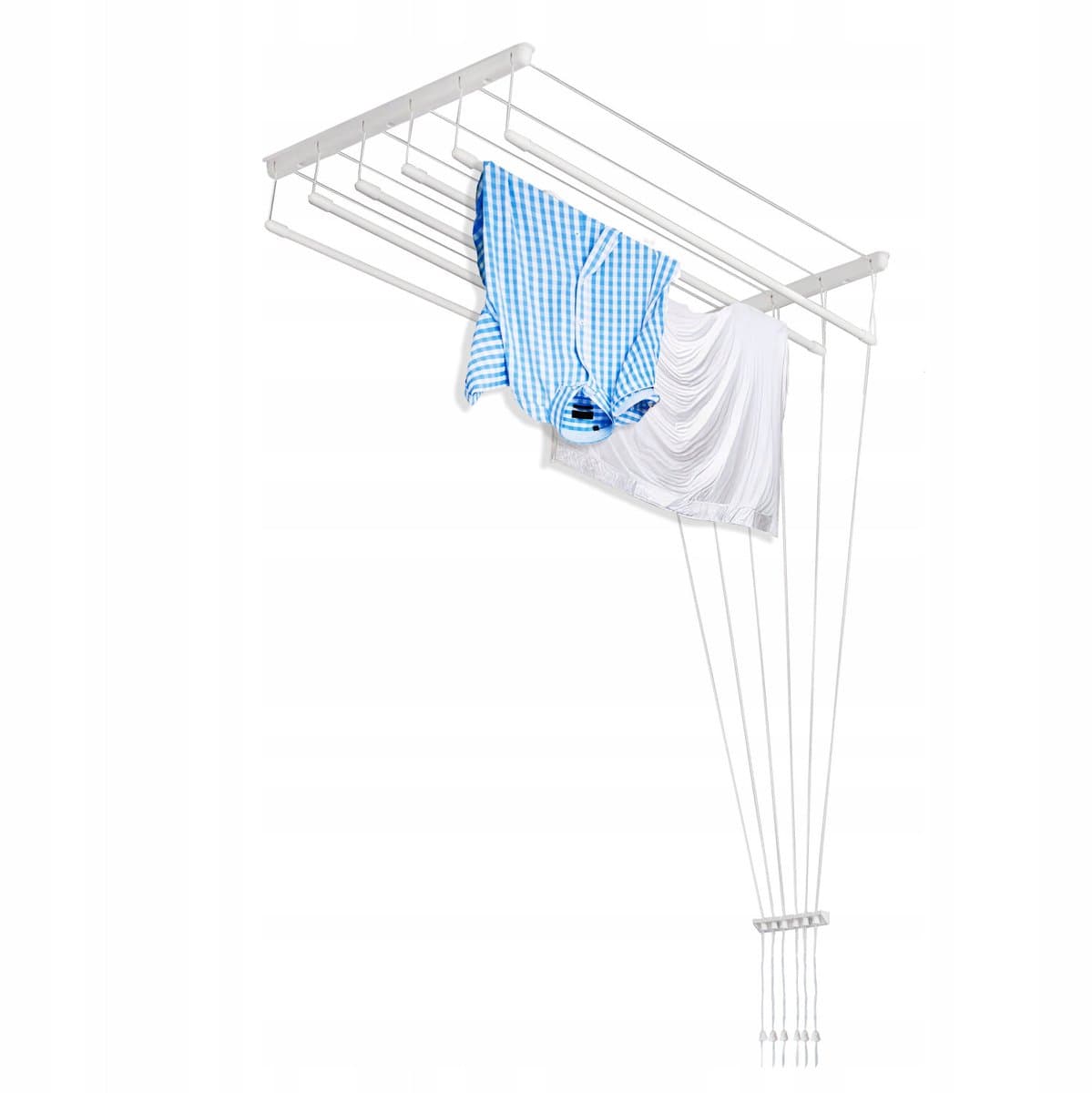 Sepio - wasdroogrek - Plafondwasdroger met 6 stangen, 140 cm, droogoppervlak 8,4 m - wit — afbeelding 1
