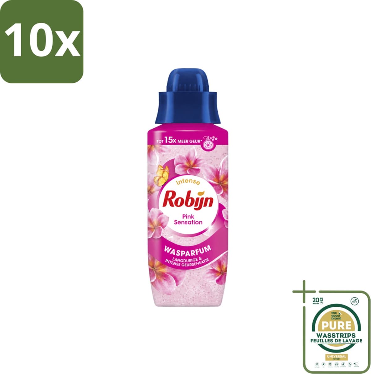 10 x Robijn – Wasparfum – Intense Pink Sensation – 342 ml - Wasstrips - Wasparfum - Wasgeur - Geurboost - Wasmiddel - Wasgeur — afbeelding 1