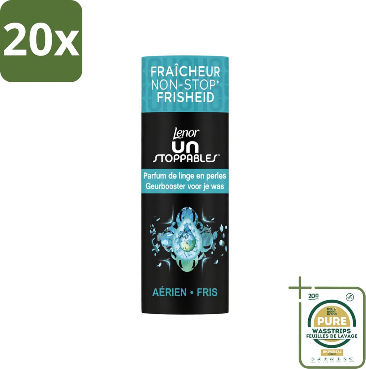20 x Lenor Unstoppables - Geurbooster - Fris - 13 Wasbeurten - Wasstrips - Geurbooster - Frisheid - Citrusgeur - Fruitige Geur - Bloemige Geur — afbeelding 1