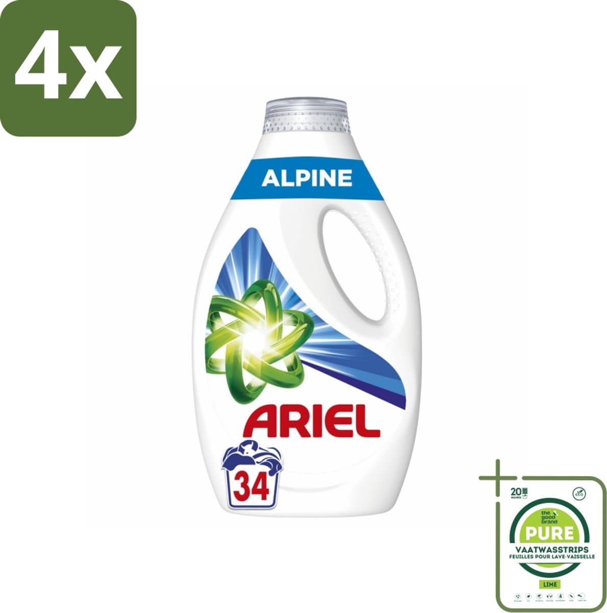 Ariel – Vloeibaar Wasmiddel – Alpine – 1530 ml – 34 wasbeurten - Voordeelverpakking - 4 stuks - Ariel Alpine - Vloeibaar wasmiddel — afbeelding 1