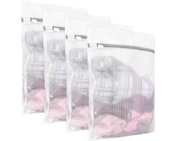 Set wasnetten - Waszak voor de wasmachine - 4 stuks 30x40 cm - Verborgen ritssluiting en ademend gaas - Voor bh's, sokken en op reis - Zwart