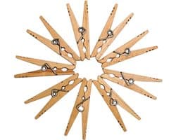 Wasknijpers - Kledinghangers - Kleding ophangen - Roestvrijstalen veer - 10 stuks - Natuurlijk