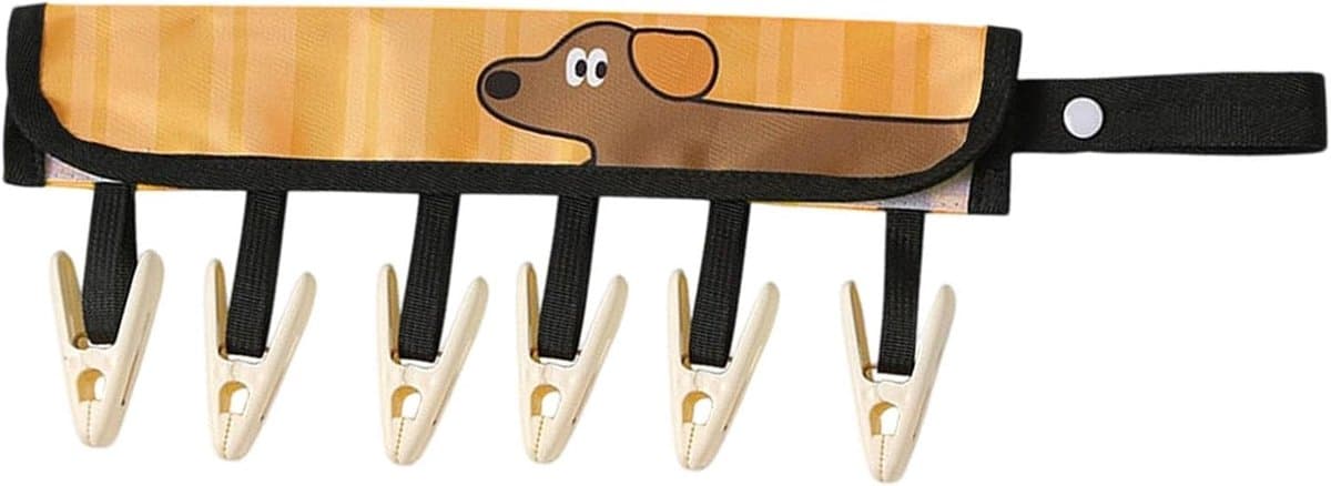Opvouwbare waslijn - Reishanger met clips - Kleding drogen - Ruimtebesparend ontwerp - 386 x 192 cm - Bruin — afbeelding 1