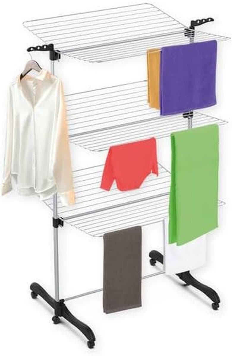 Droogrek Toren - Wasrek Vlier - Kleding Drogen - 36 Meter Drooglengte - 77x73x140 cm - Wit — afbeelding 1