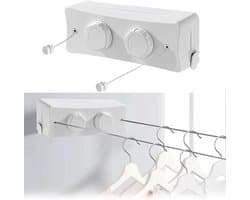 SnelShoppen - 5.1m Waslijn, Uittrekbare Wandwaslijn, Ingebouwde Waslijn, Muurbevestigde Waslijn, Retractable Waslijn, Set met Draai Knop, voor Balkon,