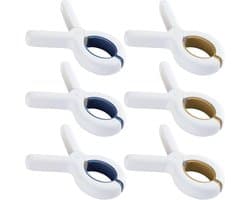 Thijox - 6 stuks strandhanddoekclips, winddicht en grote wasknijpers voor strandhanddoeken, ligstoelen, vakantie, zwembad, siliconen binnenvulling, an