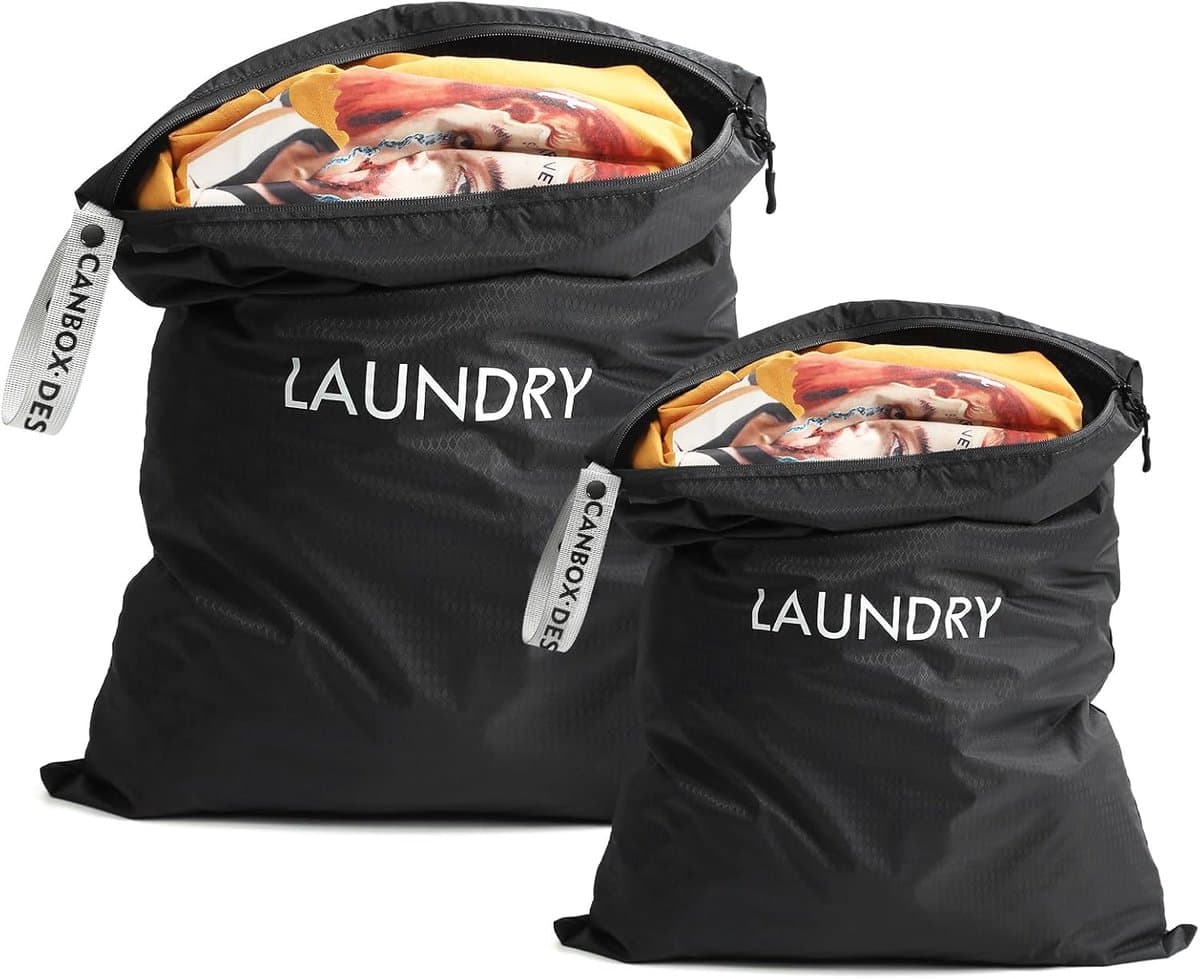 SnelShoppen - 2 Stuks Waterdichte Reiswaszakken met Rits, 60x45 cm & 55x35 cm, Vouwbare Waszak voor Thuis, Vakantie, Camping, Robuust en Scheurvast — afbeelding 1