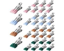 Wasknijpers, roestvrij staal, 32 stuks, zonder print, metalen wasknijpers, stabiele metalen klemmen, multifunctionele antislip wasknijpers, sterke klemmen