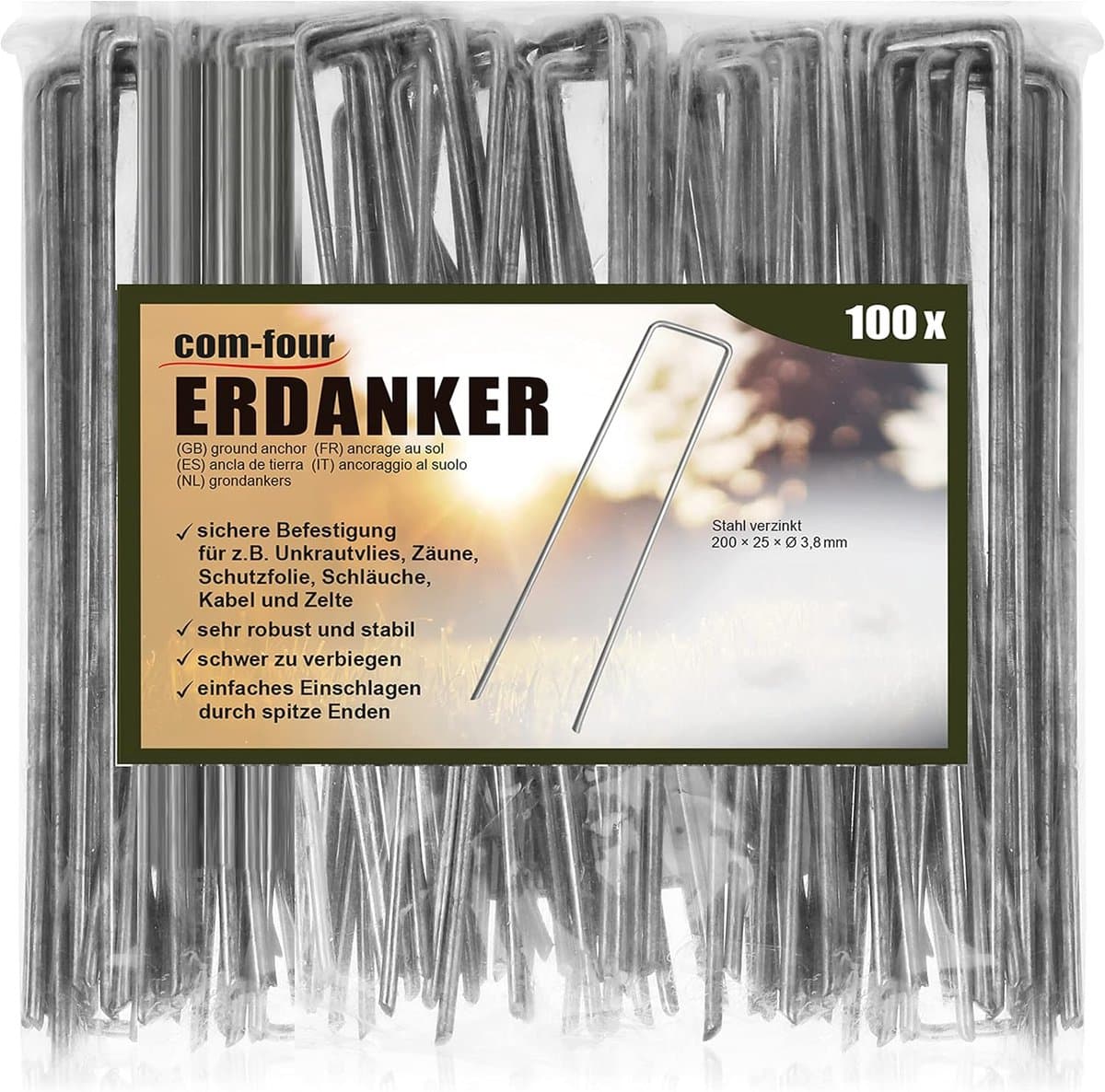 SnelShoppen - 100x Grondankers van Gecoat Staal - Robuuste Grondspikes voor het Bevestigen van Onkruiddoek, Folies en Tuinaccessoires - Ideaal voor Tu — afbeelding 1